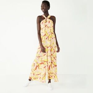 Nine West Crisscross Neck Wide Leg Jumpsuit